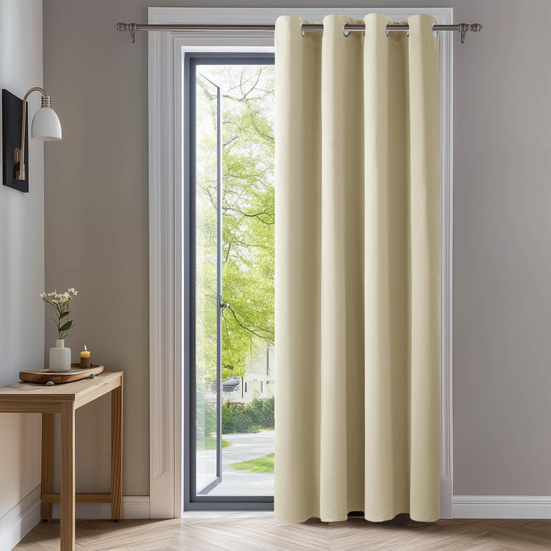 Deconovo Blackout Curtain Panel â€“ Solid Grommet Top, Thermal Insulated & Energyâ€‘Saving, Machineâ€‘Washable Room Darkening Window Treatment for Bedroom & Living Room, 1 Panel, Beige, 42W x 63L - Image 1